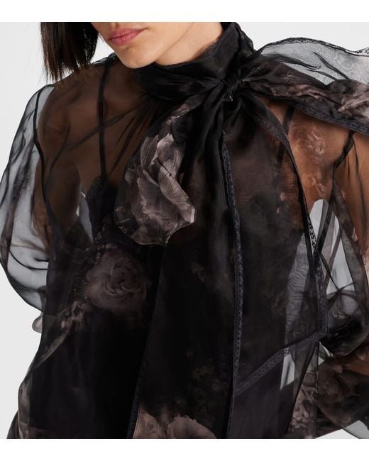 Blusa Hypnotic De Organza De Seda Floral Zimmermann de color Black
