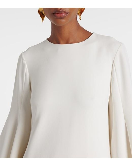 Oscar de la Renta White Lace-Trimmed Silk-Blend Georgette Kaftan