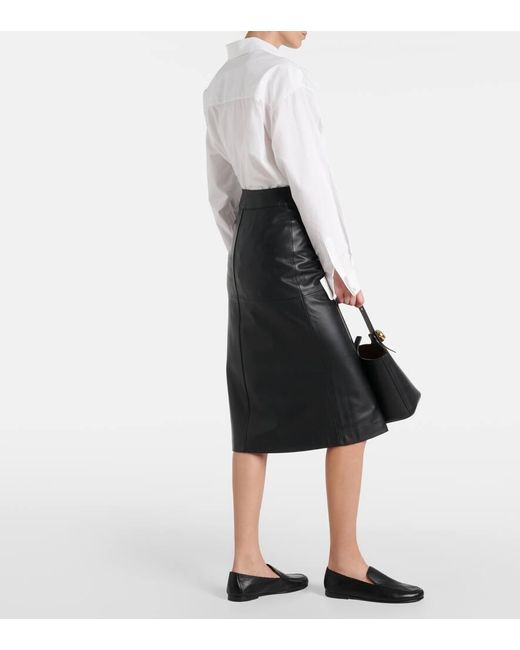Joseph Black Sevres Leather Midi Skirt
