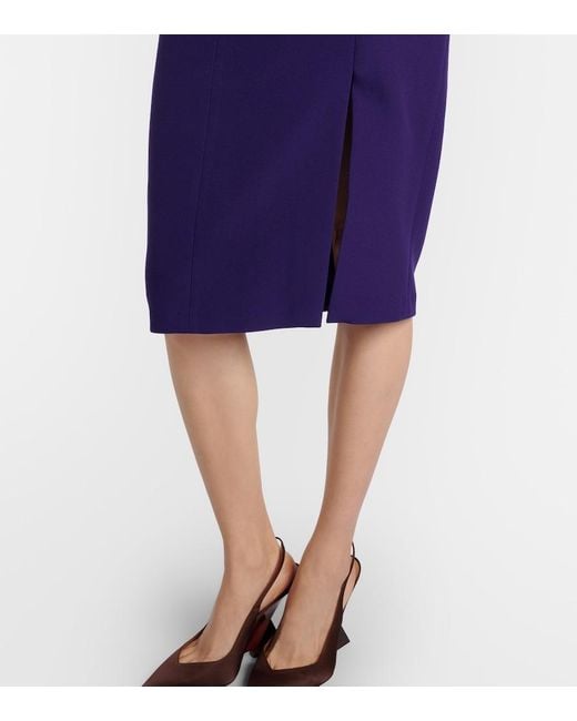 Safiyaa Purple Jay Floral-Applique Crepe Midi Dress