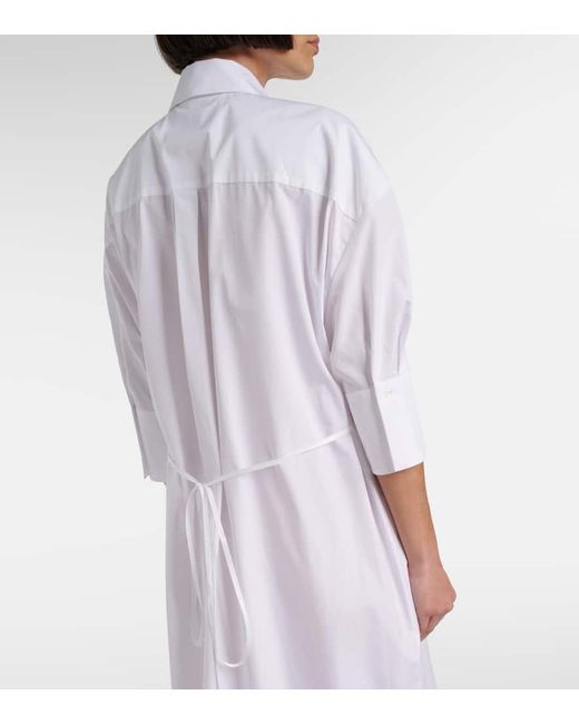 Erdem White Embroidered Cotton Poplin Shirt Dress