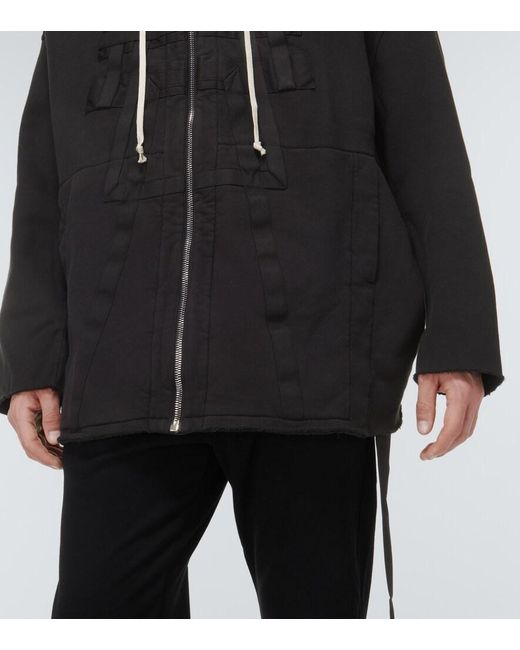 Rick Owens Black Zip-Up Cotton Hoodie for men