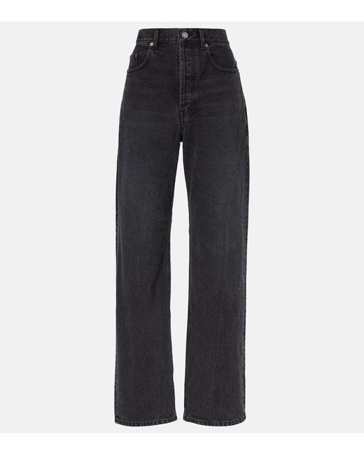 Saint Laurent Black High-Rise Wide-Leg Jeans
