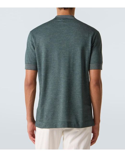 Polo De Algodon Y Seda Zegna de hombre de color Green