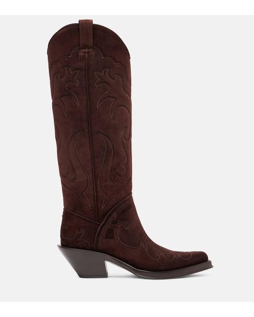 Gabriela Hearst Brown Capitana Suede Cowboy Boots