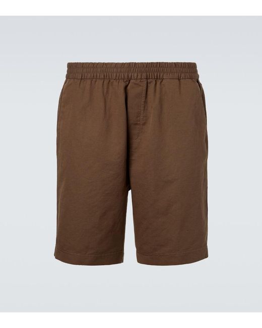 Sunspel Brown Cotton And Linen Shorts for men