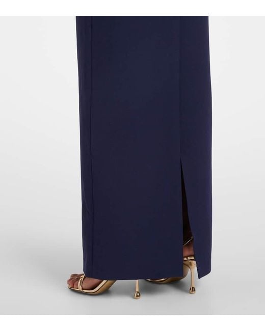 Safiyaa Blue Rella Draped Peplum Heavy Crepe Midi Dress