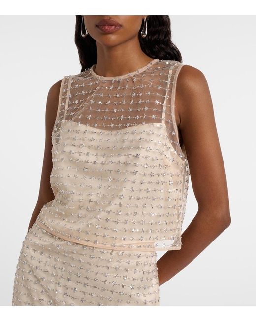 Staud Natural Seraphina Sequined Tulle Top