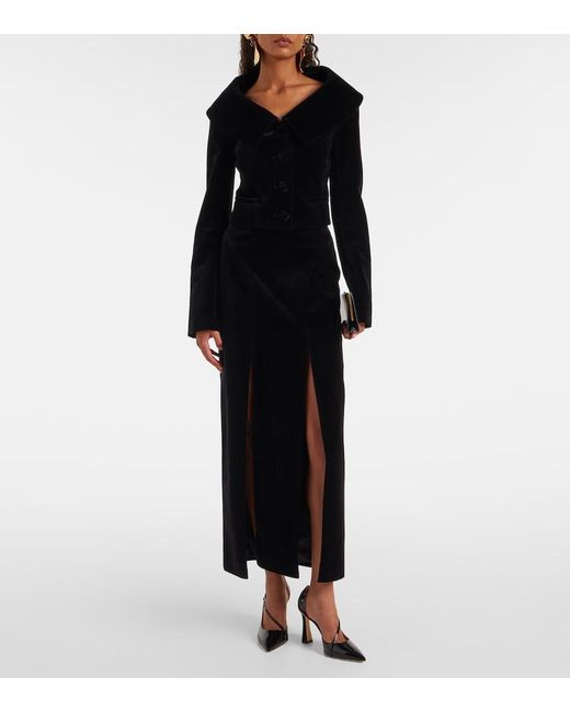 Nina Ricci Black Cotton Velvet Maxi Skirt