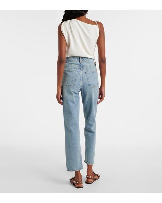 Agolde Blue 90S Pinch Waist Crop High-Rise Straight Jeans