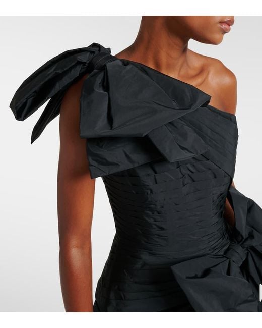 Elie Saab Black Bow-Detail One-Shoulder Taffeta Gown