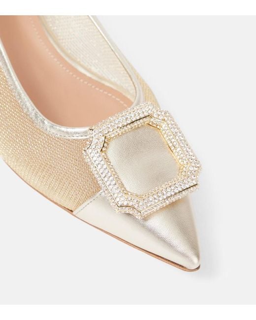 Malone Souliers Natural Lina Crystal-Embellished Ballet Flats
