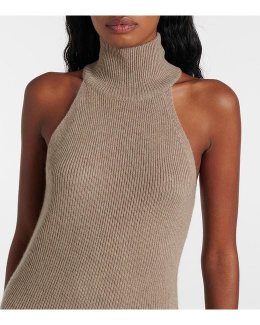 Lisa Yang Natural Carmen Ribbed-Knit Cashmere Minidress