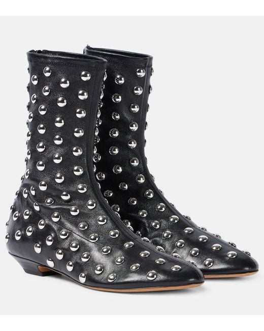 Khaite Black Verzierte Ankle Boots Apollo Aus Leder