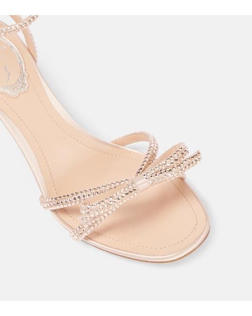 Rene Caovilla Pink 50 Embellished Bow-Detail Satin Sandals