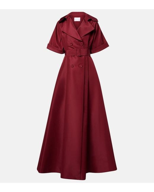 Carolina Herrera Red Belted Silk Gown