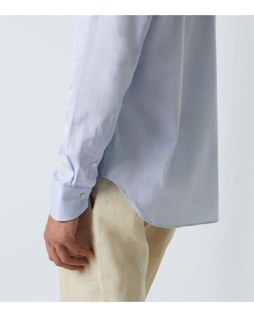 Canali Blue Cotton Poplin Shirt for men