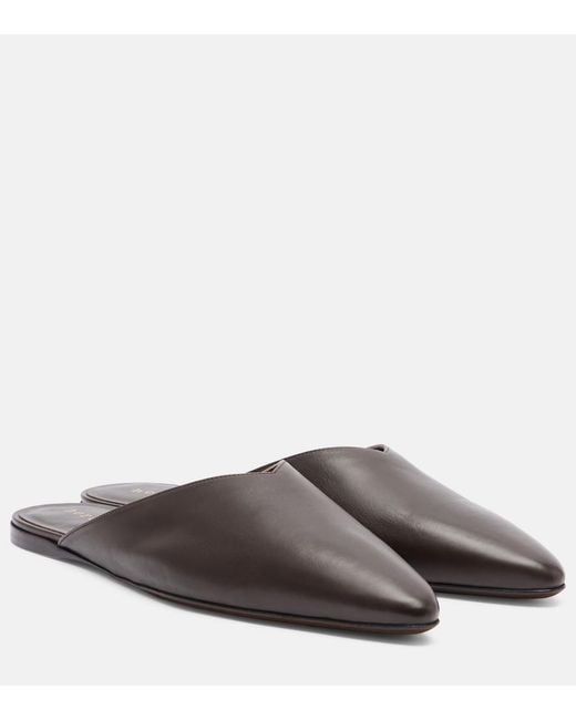 Herbert Levine Brown Homebody Leather Mules