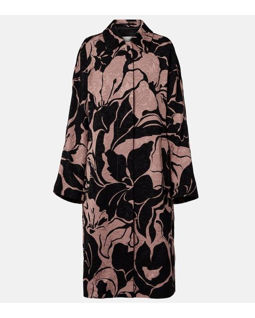 Dries Van Noten Black Floral Coat