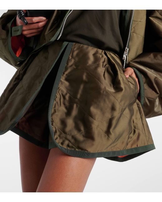 Sacai Brown Quilted Satin Shorts