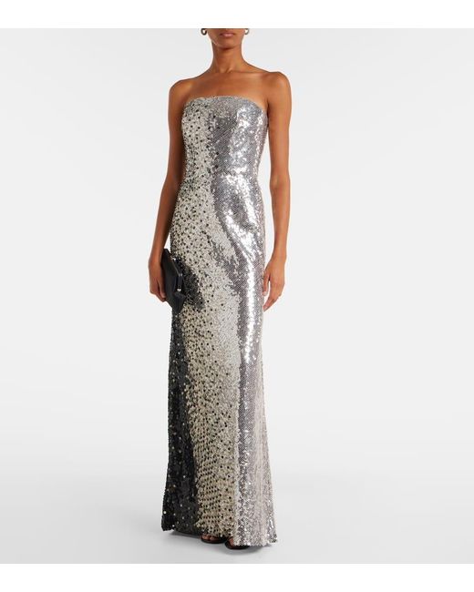 Abito Lungo Caron Con Paillettes di Jenny Packham in Gray
