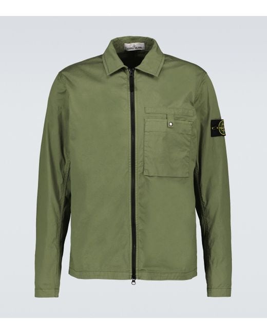 Stone Island Green Supima® Cotton-blend Twill Stretch-tc Overshirt for men