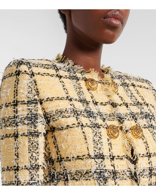 Balmain Metallic Cropped Sequined Tweed Jacket
