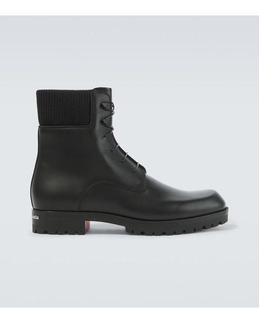 Christian Louboutin Black Trapman Tct 2 Leather Lace-Up Boots for men