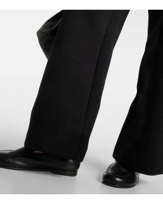 Max Mara Black Weite High-Rise-Hose Aus Jersey
