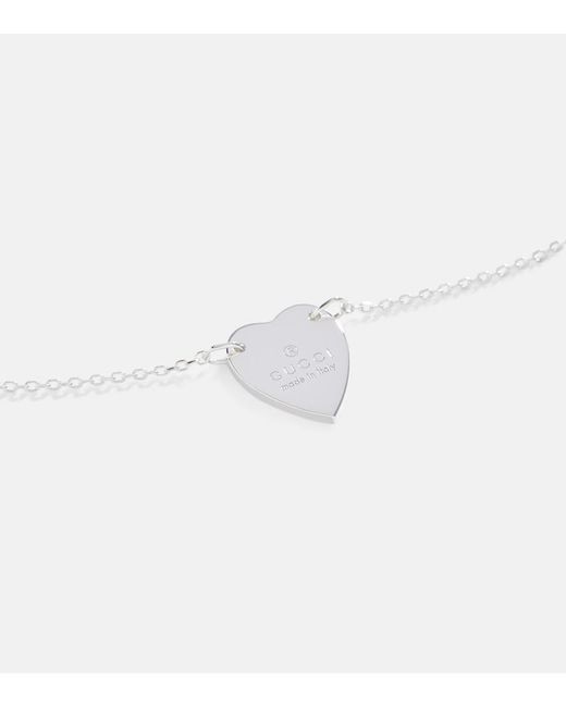 Gucci White Logo Heart Chain Bracelet