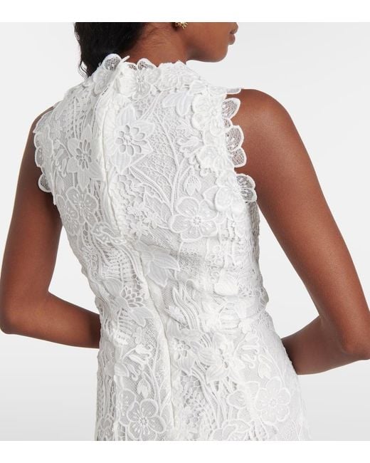 Monique Lhuillier White Floral Lace Minidress