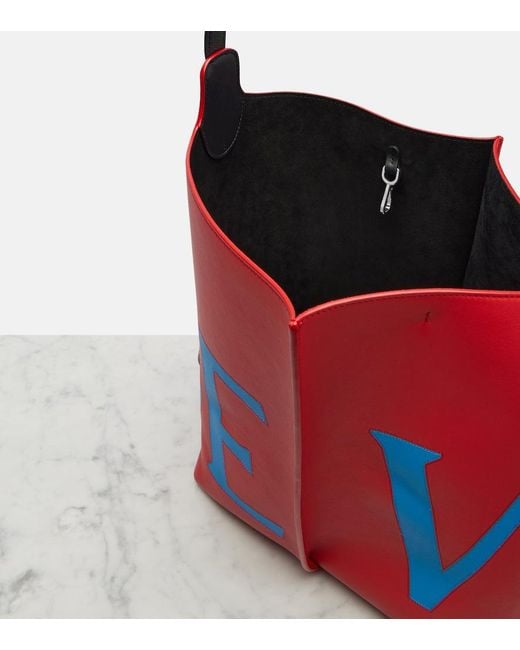 Loewe Red Bilbao Large Leather Bucket Bag