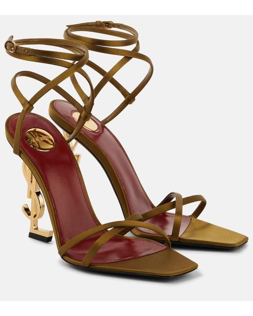 Saint Laurent Brown Opyum 110 Satin Crepe Sandals