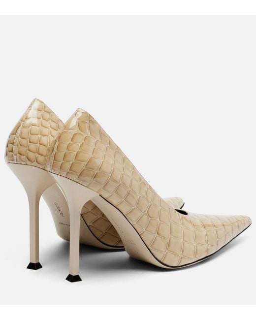 Christen Natural Helix Croc-Effect Patent Leather Pumps