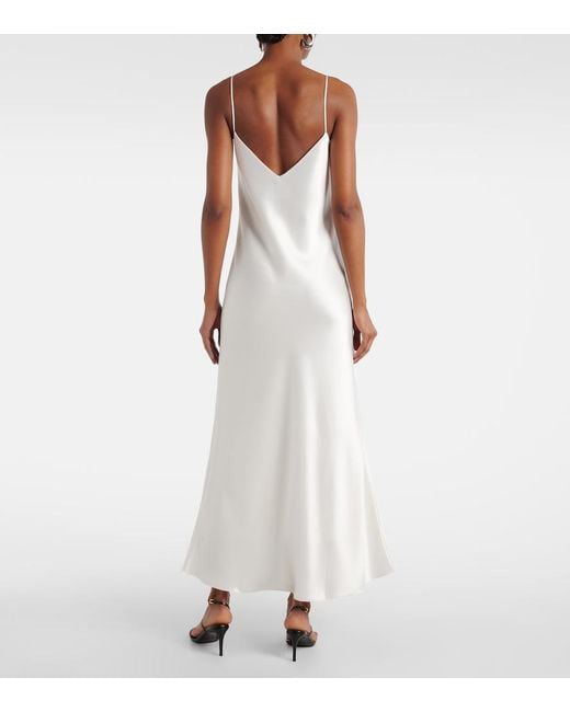 Galvan White Satin Slip Dress