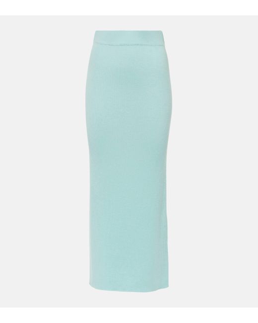 Lisa Yang Blue Ronja High-Rise Cashmere Midi Skirt