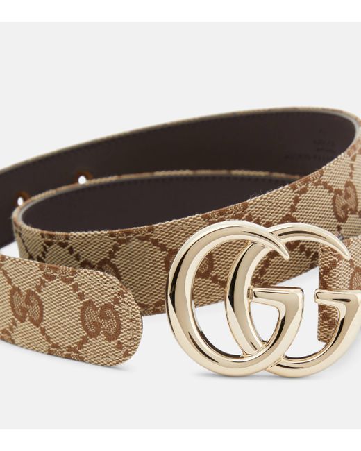 Gucci Natural GG Marmont Leather-trimmed Belt