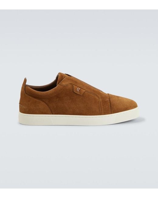Christian Louboutin Brown St Louis Low-Top Leather Trainers for men