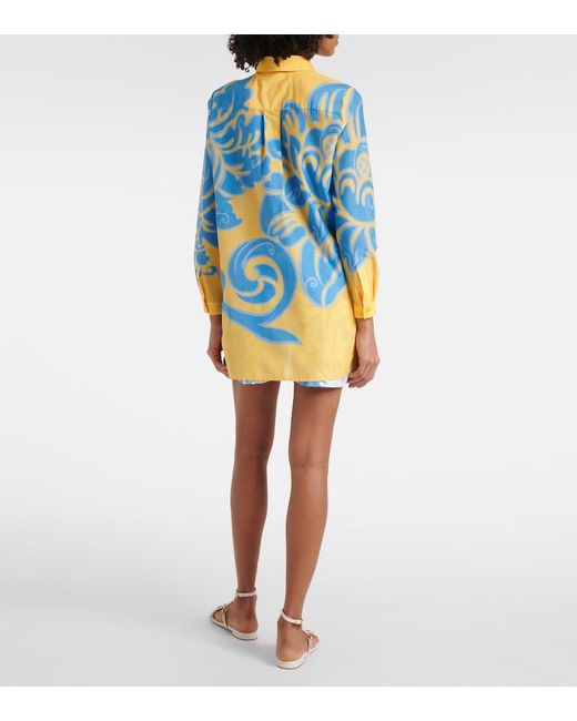 Etro Blue Printed Cotton And Silk Shirt