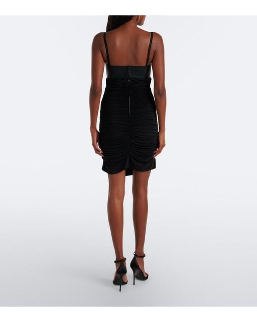 Dolce & Gabbana Black Ruched Satin Minidress