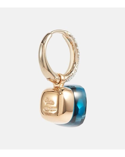 Pomellato Blue Nudo Classic 18Kt Earrings With Topaz And Diamonds