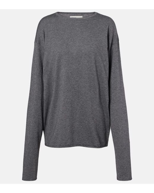 Extreme Cashmere Gray N°347 Aries Cotton And Cashmere Top