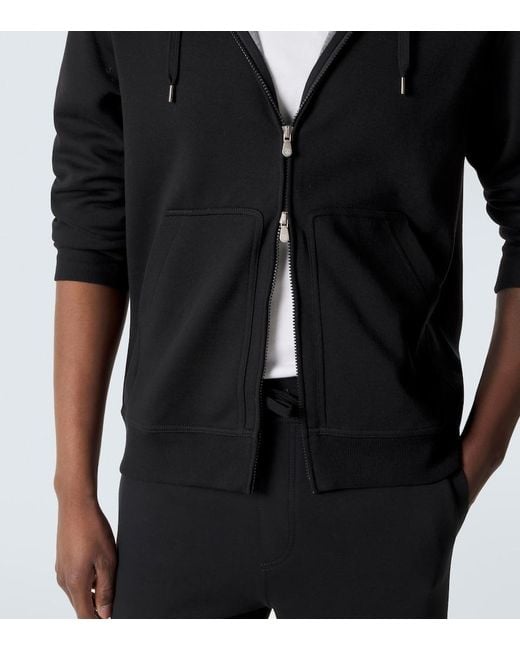 Brunello Cucinelli Black Cotton-Blend Hoodie for men