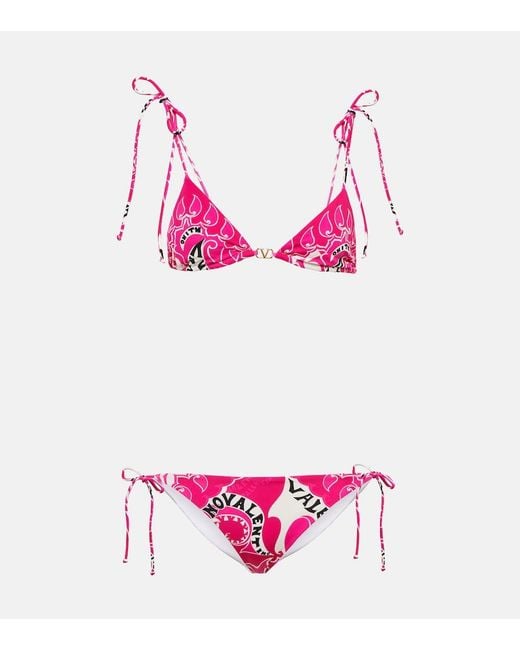Valentino Pink Printed Traingle Bikini