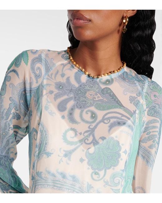 Zimmermann Blue Illuminate Beaded Paisley Maxi Dress