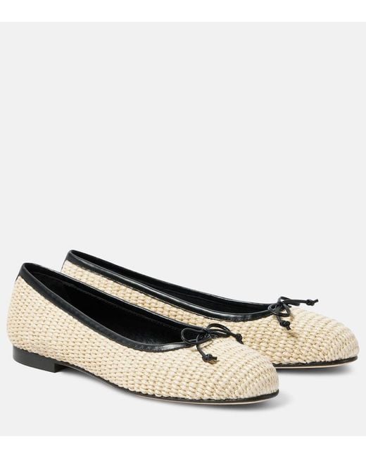 Manolo Blahnik Natural Veralli Raffia Ballet Flats