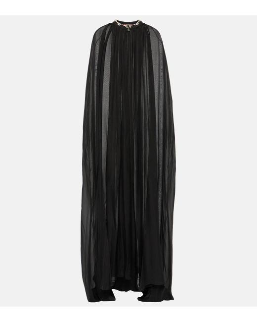 Miss Sohee Black Embellished Silk Chiffon Cape
