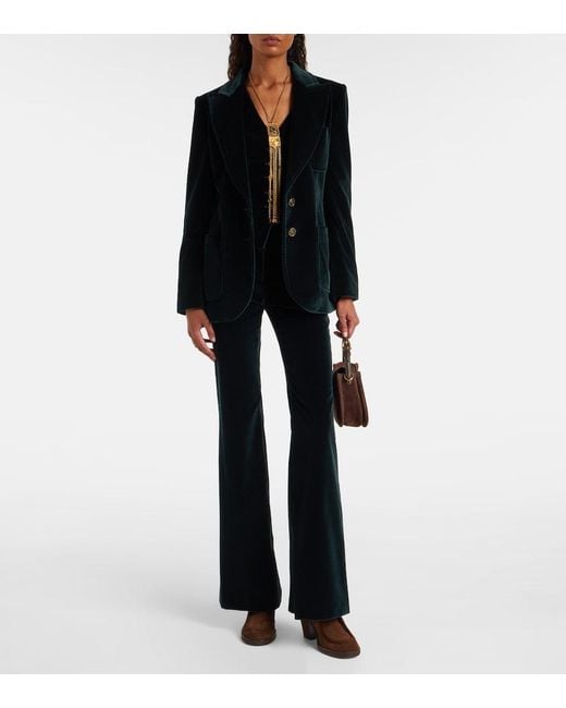 Etro Blue Cotton Velvet Flared Pants