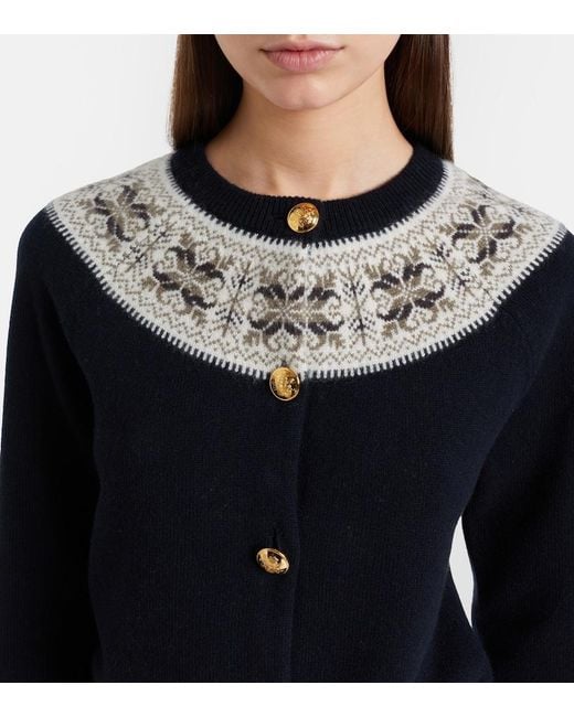 Nili Lotan Black Josefa Fair Isle Cashmere Cardigan