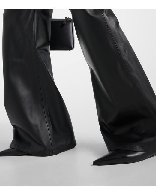 Joseph Black Tessier High-rise Leather Wide-leg Pants